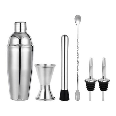 Nrmrqz 6Pcs/Set Cocktail Shaker Stainless Steel Bartender Tool Drink Bar 750ml