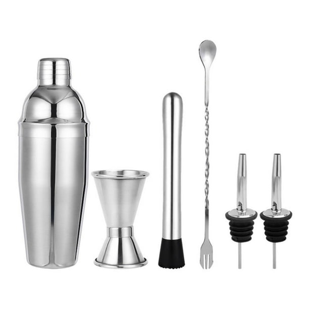 Fiudx Juego de Coctelera, Kit Completo de Herramientas para Barman, Mortero de Acero Inoxidable Duradero, Medidor de Medición Precisa, Ideal para Fiestas En Casa, Mezcla Bebidas Como Un Profesional