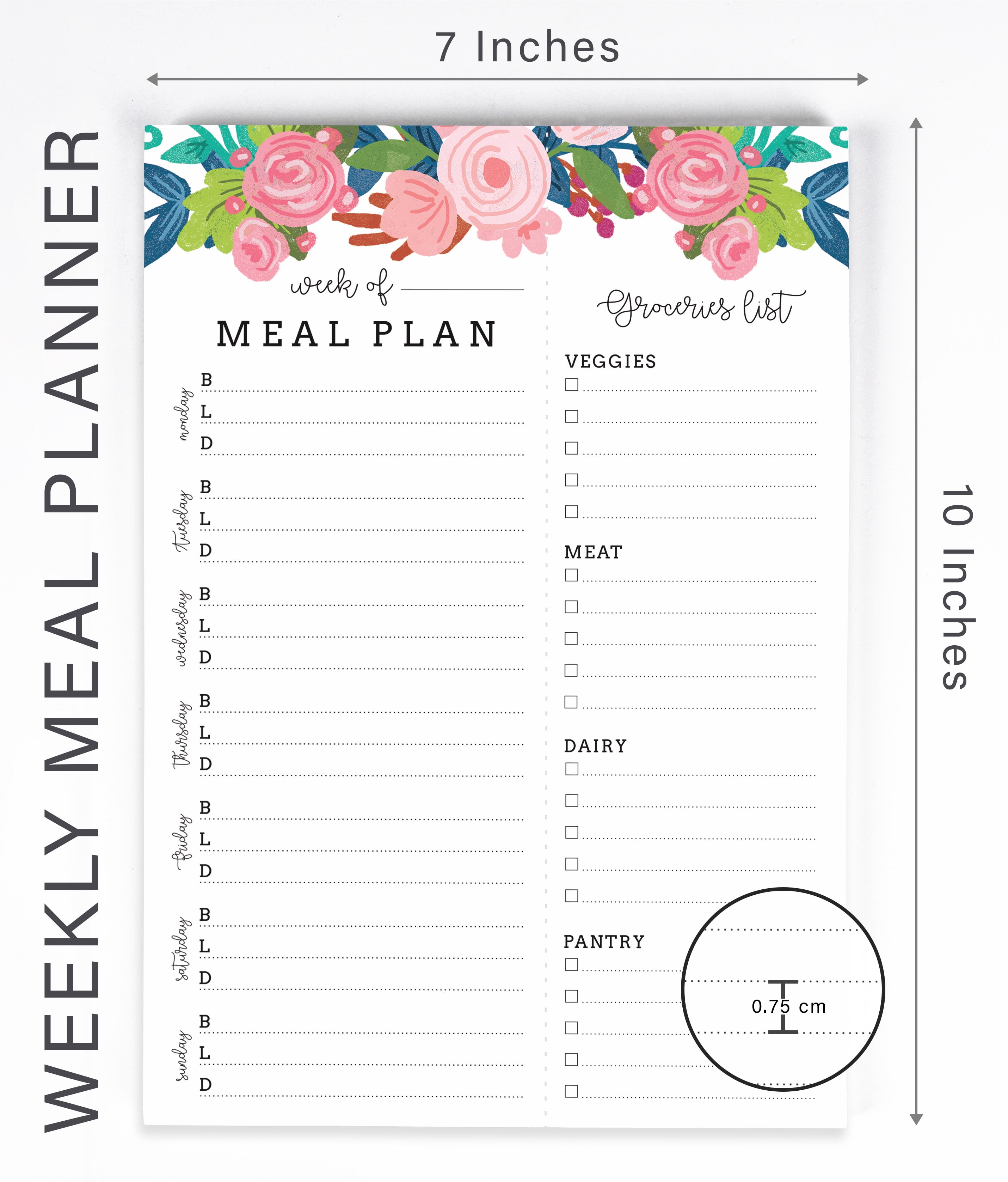 Inkdotpot Weekly Meal Planner Notepad 7"x10 , "Week Van Het Maaltijdplan" Magnetic Meal Planning Pad with Tear Off Grocery Shopping List for Fridge- Kitchen & Home - 54 Sheets -VJ