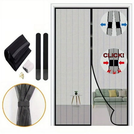 Magnetic Screen Door Premium Reinforced PET（Polyethylene Terephthalate） Door Net Easy Install Magnet Screen Door for Sliding Door,Front,Back,Patio,Apartment Door,Size 39.3x82.6"