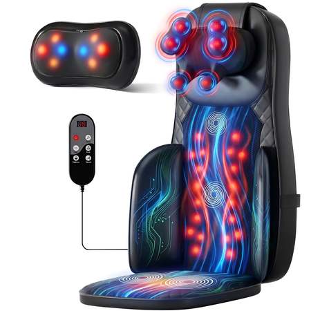 3 in 1 Shiatsu Neck and Back Massager Deep Kneading Massage Chair Pad