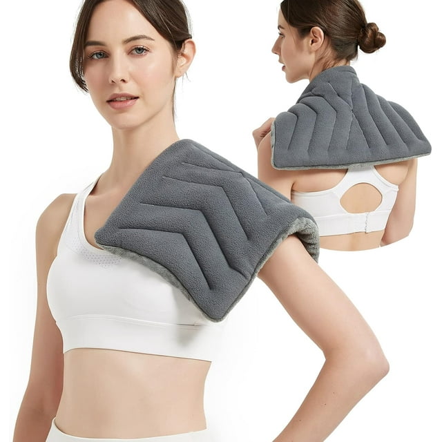 FrostHike Microwave Heating Pad for Pain Relief, 16 x 10" Microwavable Heated Pad for Neck and Shoulder, Multipurpose Moist Microwave Heat Pack for Pain Relief (Dark Gray)