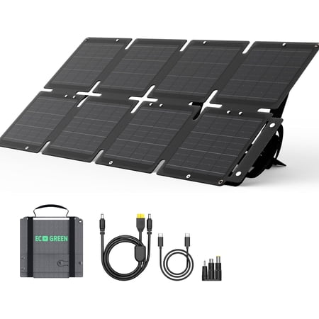 Portable Solar Panel 60W, Monocrystalline 24.8% High Efficiency Foldable Solar Panel, USB C Port, IP65 Waterproof with Kickstand, Solar Panel for Camping RV Backpacking Outdoor Use