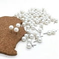 thumbnail image 2 of Qucyy 100 Pcs Faux Perles Punaises en Plastique Tête Ronde Punaises de Pouce Punaises Décoratives Punaises de Pouce pour Tableau d'Affichage Liège Blanc, 2 of 4