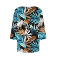 thumbnail image 5 of thefmos Women's Round Neck 3/4 Sleeve Button Pullover Top Print Loose Fit Casual Blouse Fashion Fall Summer Outfit, Sky Blue 5XL, 5 of 5