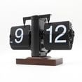 thumbnail image 2 of ITIGOITIE Retro Digital Flip Desk Clock, Vintage & Silent, Walnut Wood Base, Home/Office Decor(No Battery Included)-Black, 2 of 6