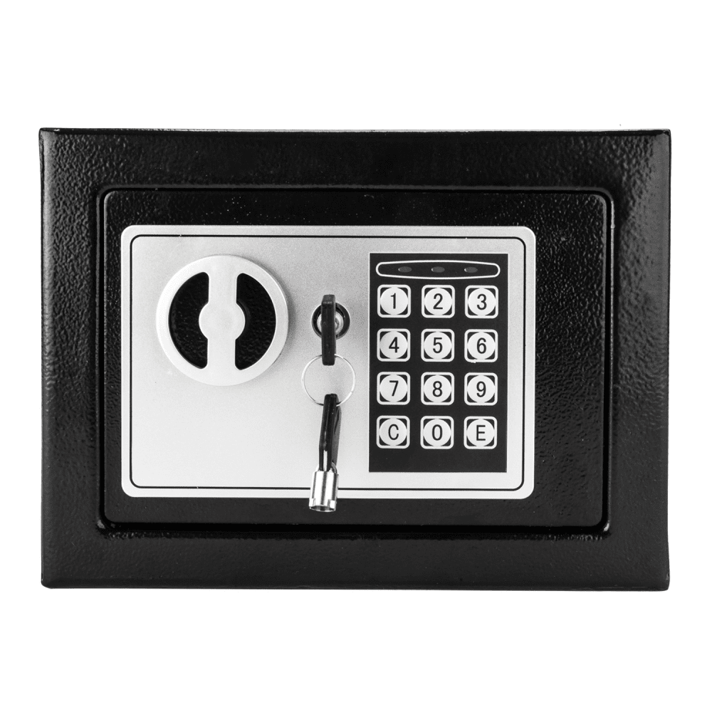 Tcbosik Electronic Security Safe Box with Key for Home Office, Mini Safety Box for Jewelry Cash Gun Storage, Black