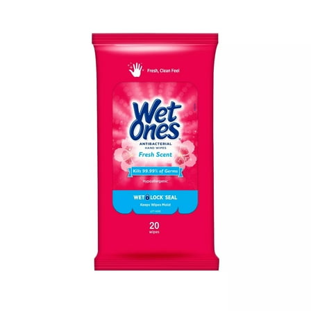 Wet Ones Antibacterial Hand Wipes Fresh Scent Travel Pack - 20 Count (Pack of 2)