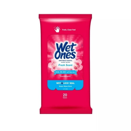 Wet Ones Antibacterial Hand Wipes Fresh Scent Travel Pack - 20 Count (Pack of 2)