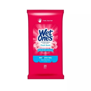 Wet Ones Antibacterial Hand Wipes Fresh Scent Travel Pack - 20 Count (Pack of 2)