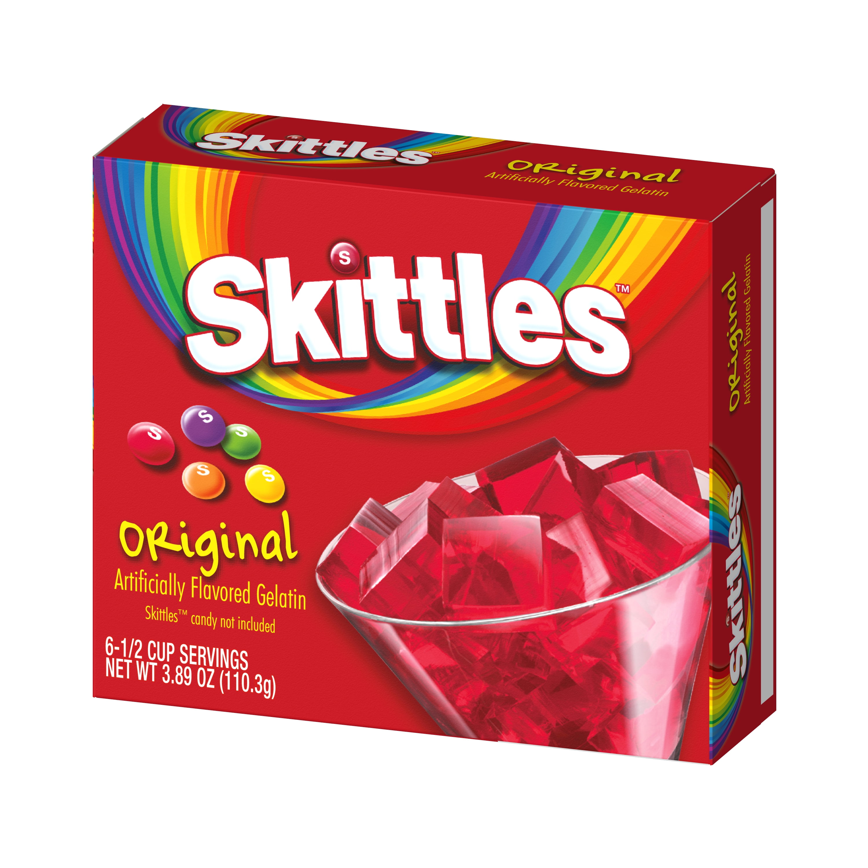 (2 pack) Skittles Original Flavor Gelatin Mix, 6 Servings, 3.89 oz Cardboard Box