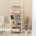 thumbnail image 2 of OSP Home Furnishings Medford Ladder Bookcase withÂ&nbsp;white distressed faces with natural veneer tops, 2 of 6