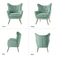 thumbnail image 6 of Velvet Accent Chairs Set of 2 Wingback Lounge Armchairs Sofa Upholstered Tufted Golden Leg Home Bedroom Sage, 6 of 7
