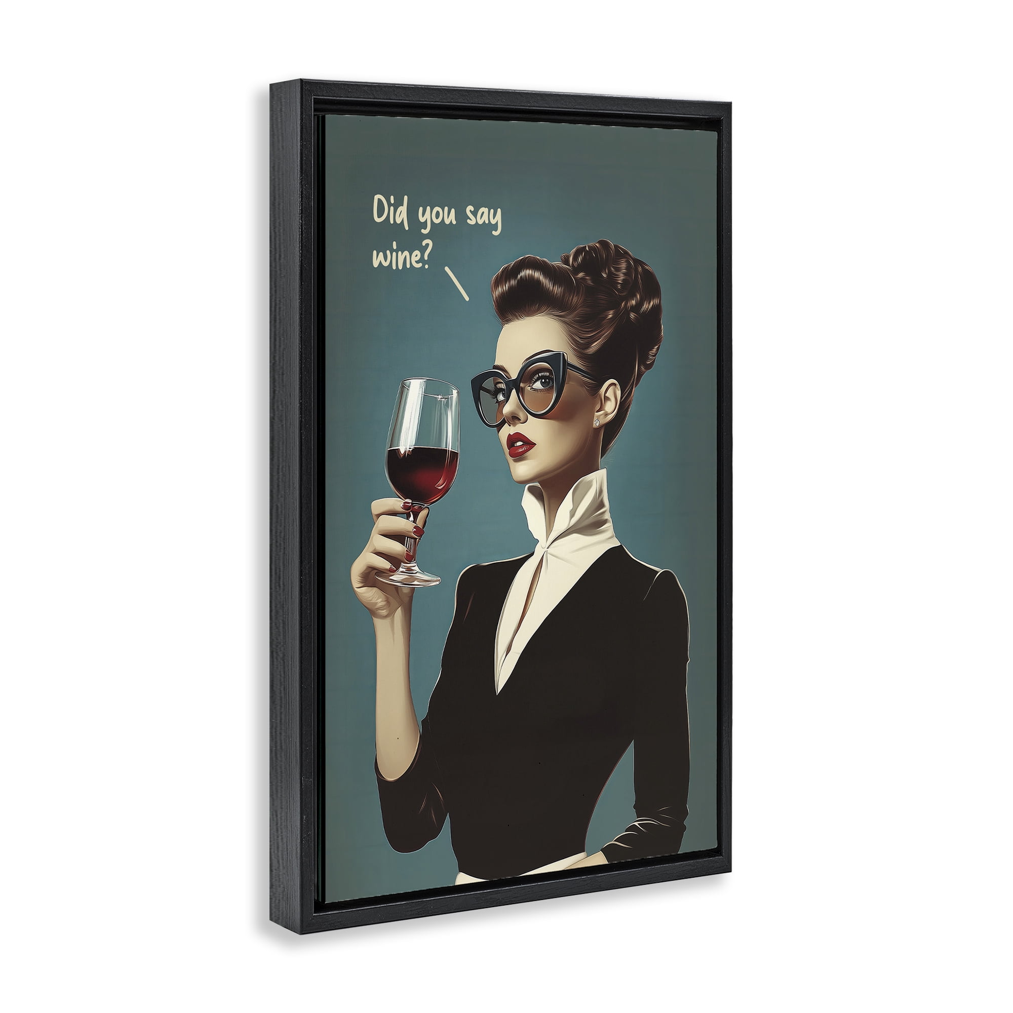Stupell Industries Did You Say Wine Black Framed Floater Canvas Wall Art, design by Andreas Magnusson
