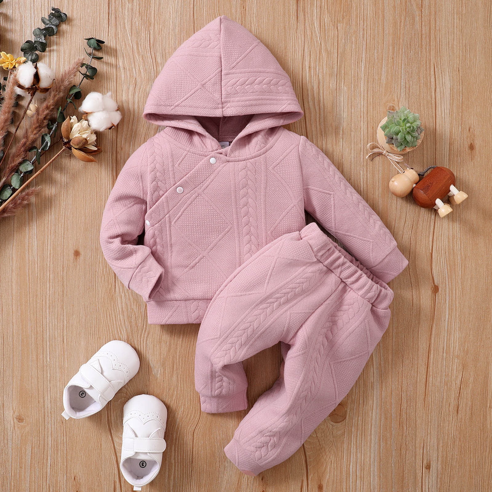 Durtebeua Baby Girl Clothes Crewneck Sweatshirts Pants Headband Toddler Fall Outfits 9-12 Months