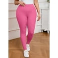 thumbnail image 2 of SHOWMALL Women Plus Activewear Leggings Hot Pink 3X High Waisted Tummy Control Soft Yoga Pants for Workout, 2 of 10