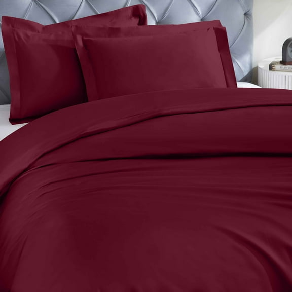 Superior Egyptian Cotton Duvet Cover Set, Full/ Queen, Burgundy