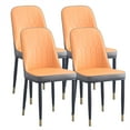 thumbnail image 3 of PU Dining Chair Set of 4, Upholstered Kitchen Chair with Back and Iron Metal Gold Plated Legs, Modern Accent Dining Chairs Side Chair for Living Room Dining Room Kitchen, Orange, 3 of 7