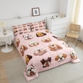 thumbnail image 4 of Erosebridal Ensembles de Literie Chien Dessin Animé Grand Lit avec Couette, Insert de Couette à Imprimé Animal de Compagnie, Rose, Réversible, 4 of 7