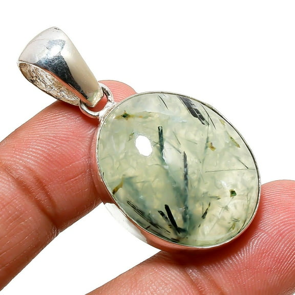 Prehnite Gemstone Handmade Ethnic Anniversary Gift Pendant Jewelry 1.7" SA 9033