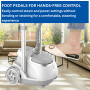 SALAV® GS45-DJ Professional Series Dual Bar Garment Steamer with Foot Pedals, Silver