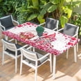 thumbnail image 2 of Valentine's Day Table Cloths for 6 Foot Rectangle Tables, Pink Love Gnomes Roses Romantic Patio Waterproof Elastic Fitted Tablecloths, Washable Rectangular Table Cover for Camping, 2 of 8