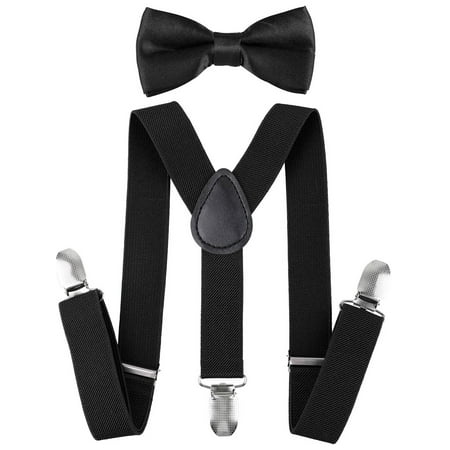 Suspenders and Pre Tied Bowtie Y Shape Clip Suspender for Kids, (Best Suspenders For Snow Pants)