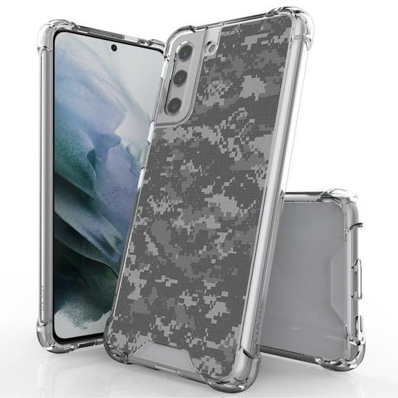 ANJ Hybrid Slim Hard Back Cover Case Flexible Bumper for Samsung Galaxy S21 - Digital Camo