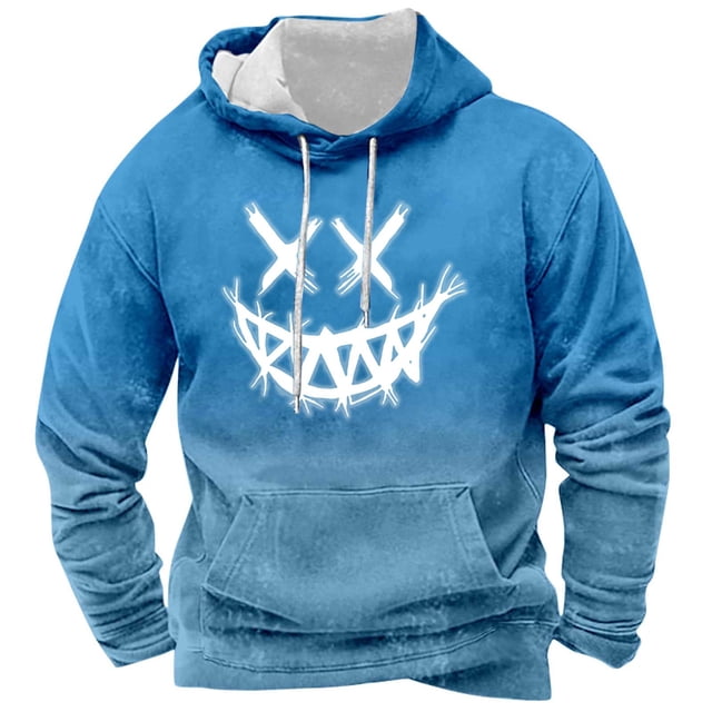 VBARHMQRT Custom Hoodies for Men Male Gradient Hooded Long Sleeve Sweatshirt Athleisure Sweatshirt