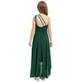 thumbnail image 3 of Hansber Robe de Fête en Chiffon Froncé Perlé pour Filles Junior Demoiselle d'Honneur une Épaule Haute Basse Vert Armée 8, 3 of 7