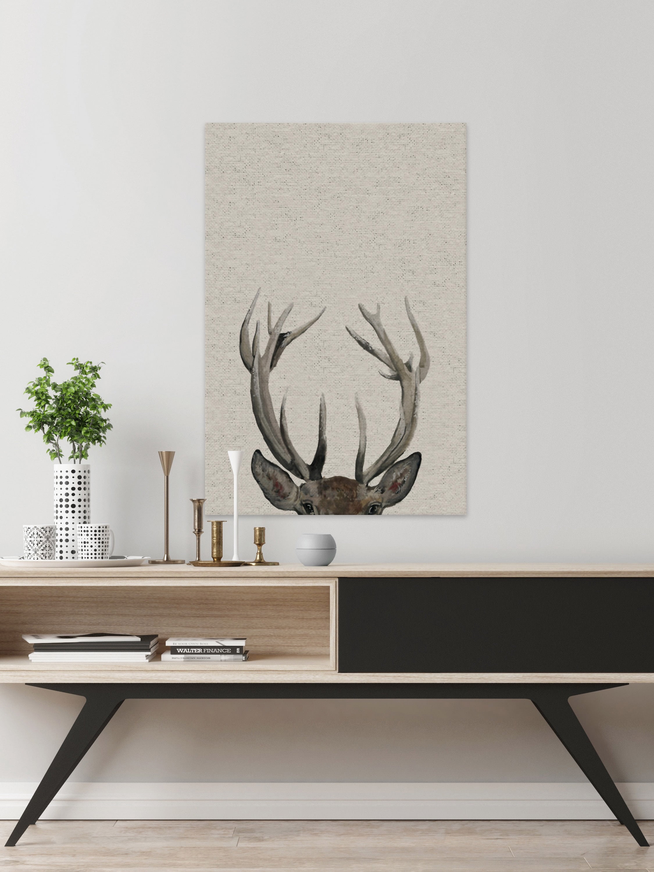 The Antler Painting Print on Wrapped Canvas