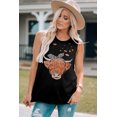 thumbnail image 4 of ABPHQTO Camiseta de tirantes con gráfico rasgado con estampado de vaca peluda occidental negra para mujer, 4 of 5