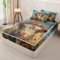 thumbnail image 2 of Homewish Highland Cow Flower Crown Meadow Zipper Full Size Comforter Sets with Fitted Sheet and 2 Pillowcases,Beige Multicolor Rustic Zipper Bedding Set,Polka Dots Reversible,4 Pieces, 2 of 7