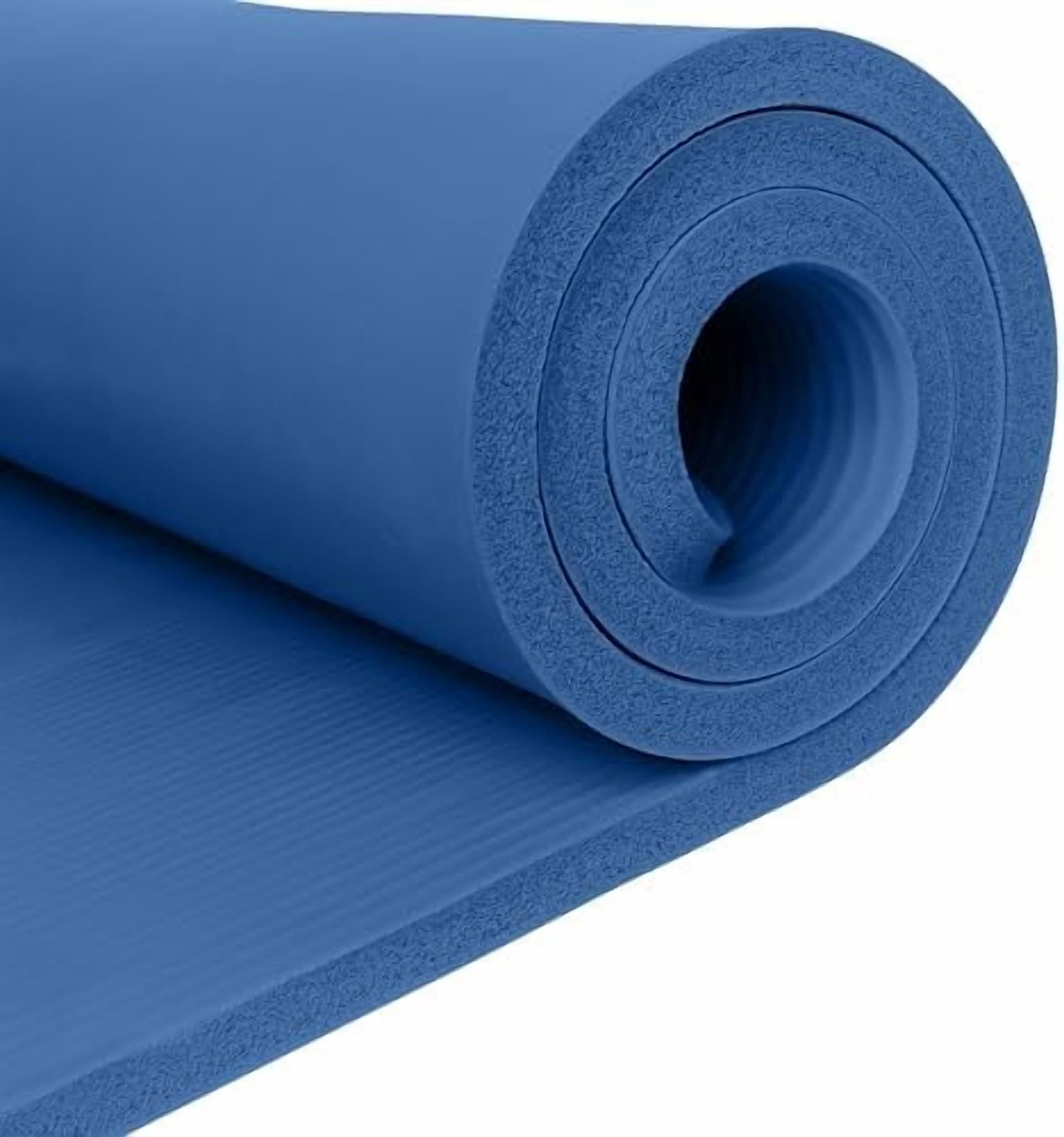 Solana Yoga Mat 1" Thick w/Nylon Strap for Men & Women - Non Slip Exercise Mat for Home Yoga, Pilates, Stretching, Floor & Fitness Workouts Denim Blue,1 inch