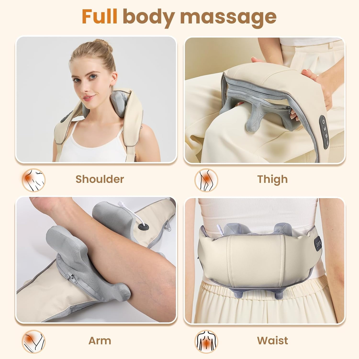 Noxa Neck and Shoulder Massager,4D Neck Massager for Pain Relief Deep Tissue, Kneading Shiatsu Neck and Shoulder Massager with Heat, Mothers Day Gifts for Women Fathers Day Men