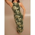 thumbnail image 6 of Olive Green 3D Floral Embroidered Sleeveless High Neck Maxi Dress, 6 of 6