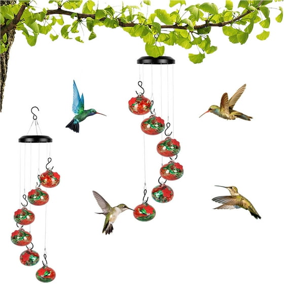 sruoe Hummingbird Feeder, Hanging Hummingbird Feeder Outdoor, Small Hummingbird Feeders, Ant Moat Perch Decor Bird Feeders for Garden Patio Window Backyard, Glass