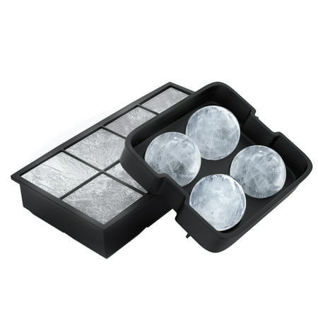 Ice Cube Tray- Silicone Slow Melting Ice Ball Mold for Whiskey, Square Ice Cube Maker, or Shape Frozen Fruit with Easy Release by Chef Buddy (2 (Best Whiskey Ice Ball Maker)