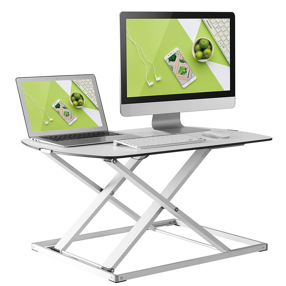 Husky Mounts Standing Desk Sturdy Light Aluminum Fully Assembled Low Profile Height Adjustable