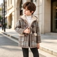 thumbnail image 2 of Ruyang Toddler Boys Plaid Hooded Coat Button Long Sleeve Jacket Sherpa Lined Warm Mid Length Overcoat Kids Winter Outerwear, 2 of 6
