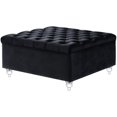 thumbnail image 1 of Posh Living Joshua Velvet Button Tufted Storage Ottoman Coffee Table Black, 1 of 7