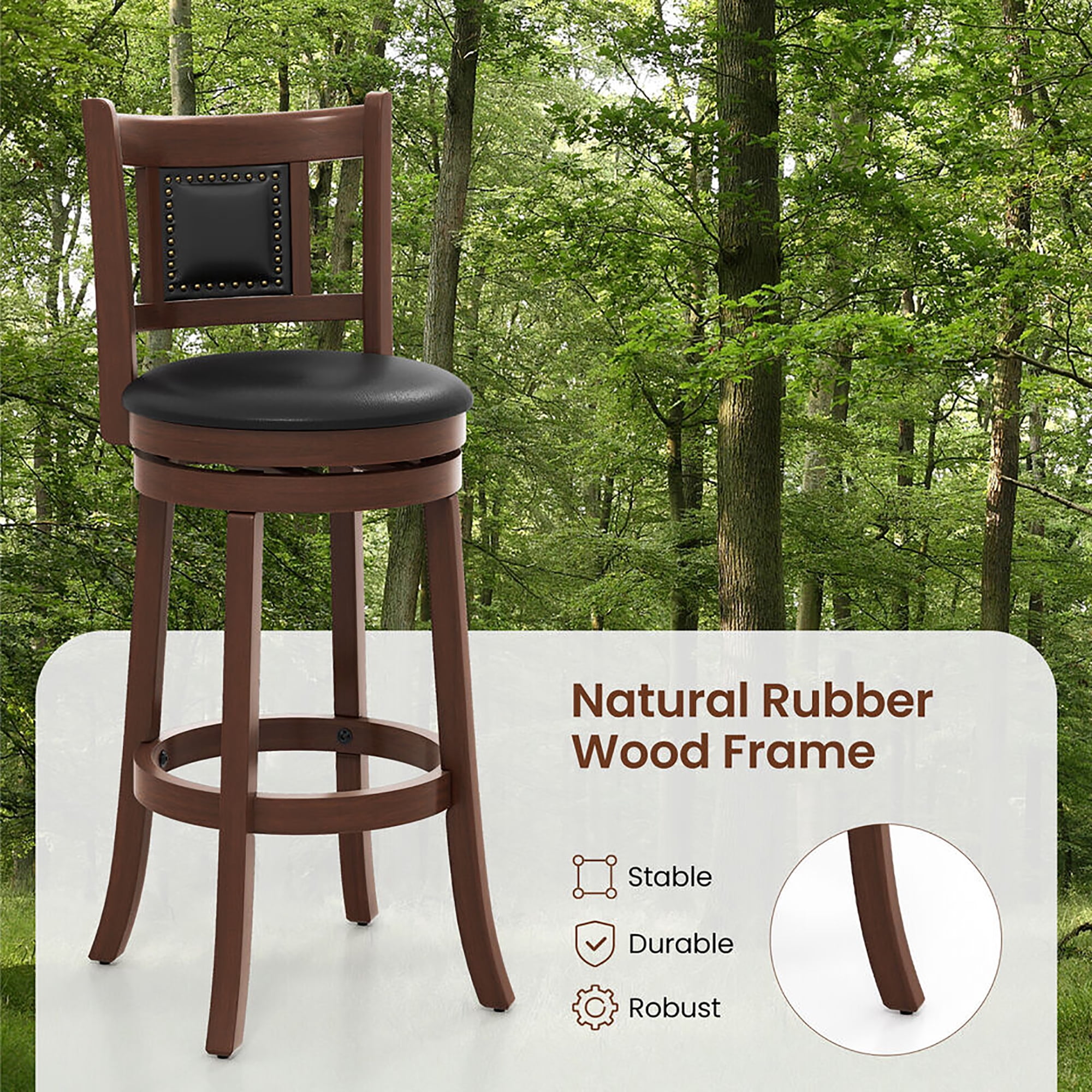 Gymax 30.5'' Swivel Bar Stool Set of 2 Counter Height Bar Stools Armless Chairs for Pub