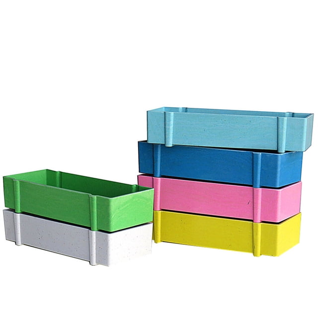 OULII 1Pack Rectangular Succulent Flower Pot Pink Synthetic Material Decorative for Home Furnishings