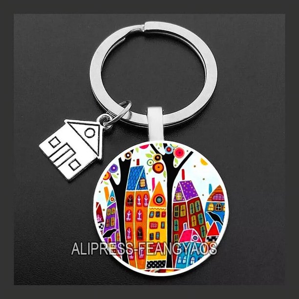 Llaveros de Casa Hermosa, llaveros coloridos de campo, llaveros de cabina, llavero de monedero encantador, regalo para casa nueva