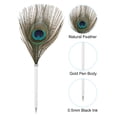 thumbnail image 4 of Bolígrafos de pluma de pavo real Uxcell, soporte de metal, bolígrafo de tinta negra con 5 recargas para oficina, boda, plateado, 4 of 7