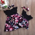 thumbnail image 3 of Tenue Assortie pour Sœur Bébé Enfants Filles Combinaison Florale Barboteuse Robe+bandeau Ensemble, 3 of 5