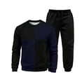 thumbnail image 5 of Babcutegg Mens Outfit 2-Piece Color Block Crewneck Sweatshirt and Jogger Pants Casual Active Set Blue Size XL, 5 of 6