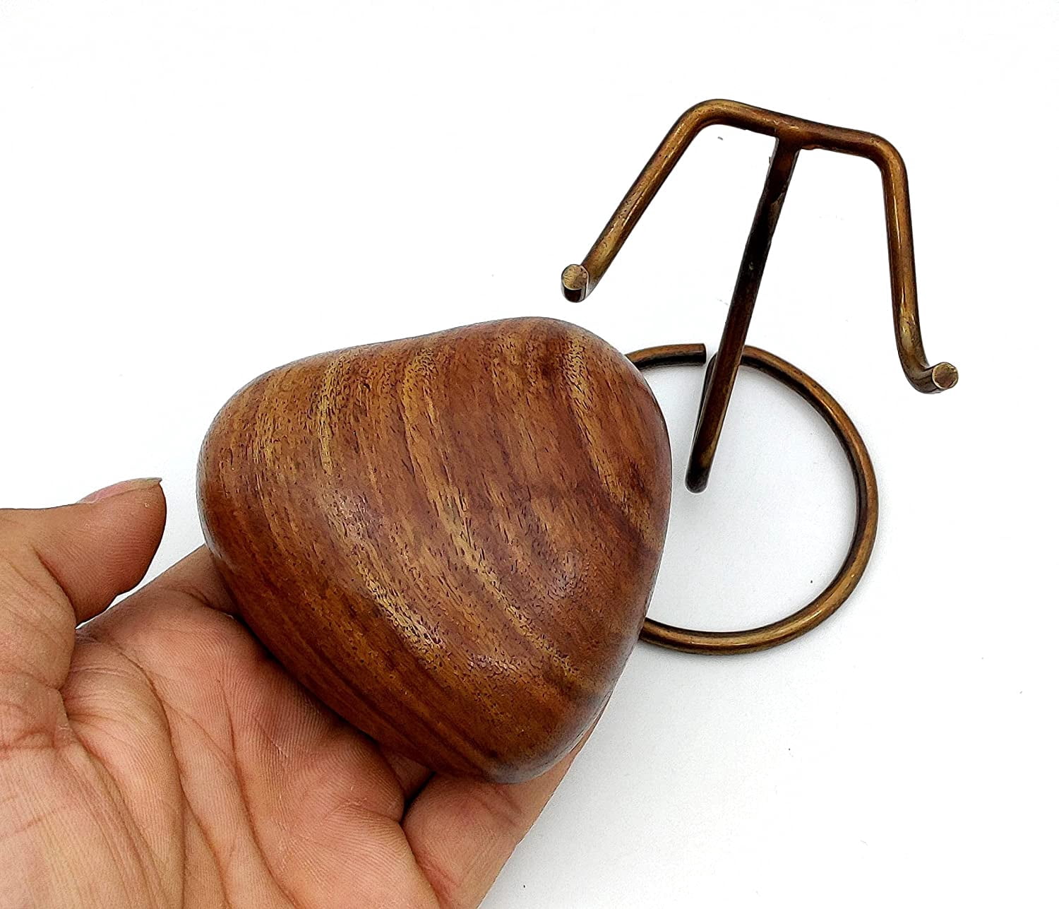 5MOONSUN5 Wooden Heart Urn Keepsake Cremation Urn for Human pet Ashes Handcrafted Urn Heart Shaped - Perfect for Adults & Infants with Brass Stand 3inch (Wooden Urn)