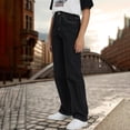 thumbnail image 6 of Dwaogom Women's Trendy Denim Trousers Women's Trendy Design High Waist Loose Straight Womens Khaki Pants For Work 90 Degree Leggings With Pockets For Women, 6 of 7