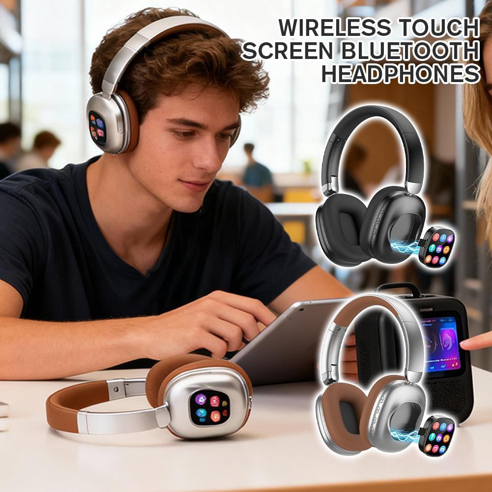 Smart Headphones with Detachable Touch Screen, Bluetooth Wireless Headset with TF Card Support, Multi-Functional Over-Ear Headphones for Music, Calls, Games, Alarm, Photo, Travel Business Daily Use
